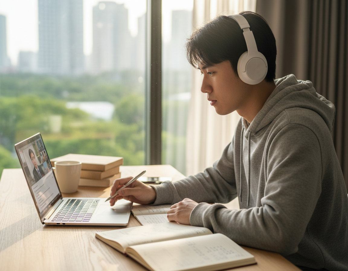 Student in an online lesson